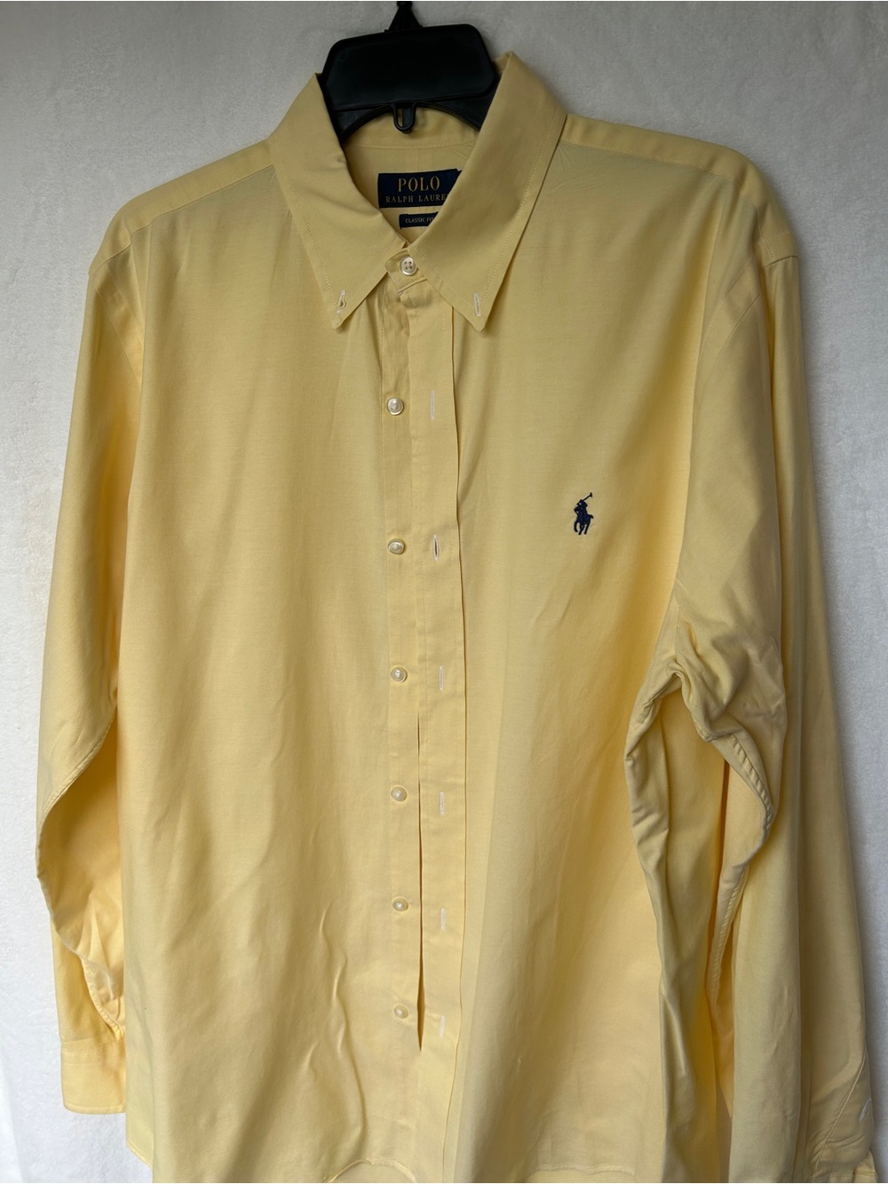 Ralph Lauren Yellow Button-Down Shirt with Navy Pony